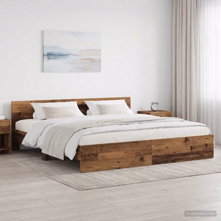 vidaXL Struttura letto con testata in legno color marrone L/P: 200 x 200 cm