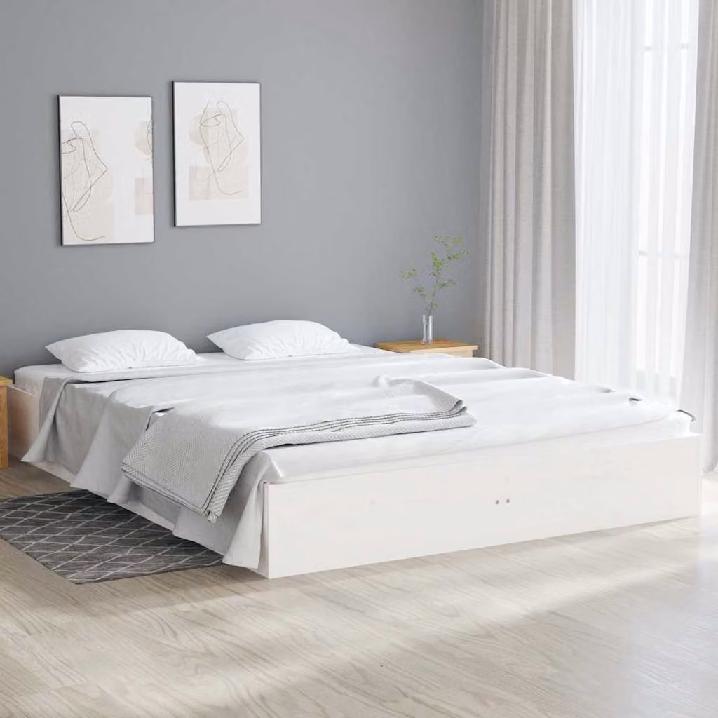 Giroletto vidaXL in legno massello di pino bianco con doghe fisse L/P: 120 x 200 cm