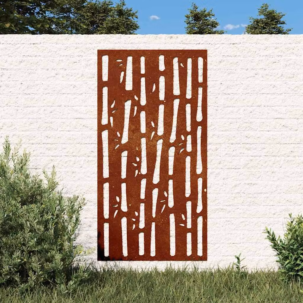 Decorazione Muro da Giardino vidaXL in Acciaio Corten Marrone con Design Botanico Astratto L: 105 cm, H: 55 cm