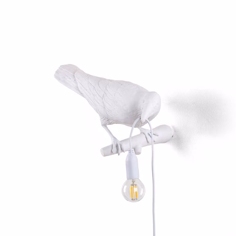 SELETTI Bird Lamp lampada decorativa da parete per esterni, destra, bianco, Bianco / Opale, Plastica, Design