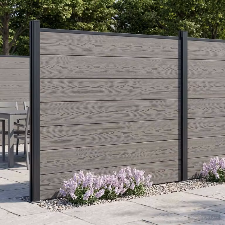 vidaXL Pannello di Recinzione Rettangolare in WPC e Alluminio Grigio Opaco H: 180 cm, L: 146 cm, P: 10 cm
