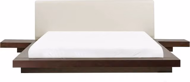 Letto ad acqua BELIANI in stile giapponese in frassino scuro con testata in MDF impiallacciato e ecopelle L/P/H: 229 x 160 x 350 cm