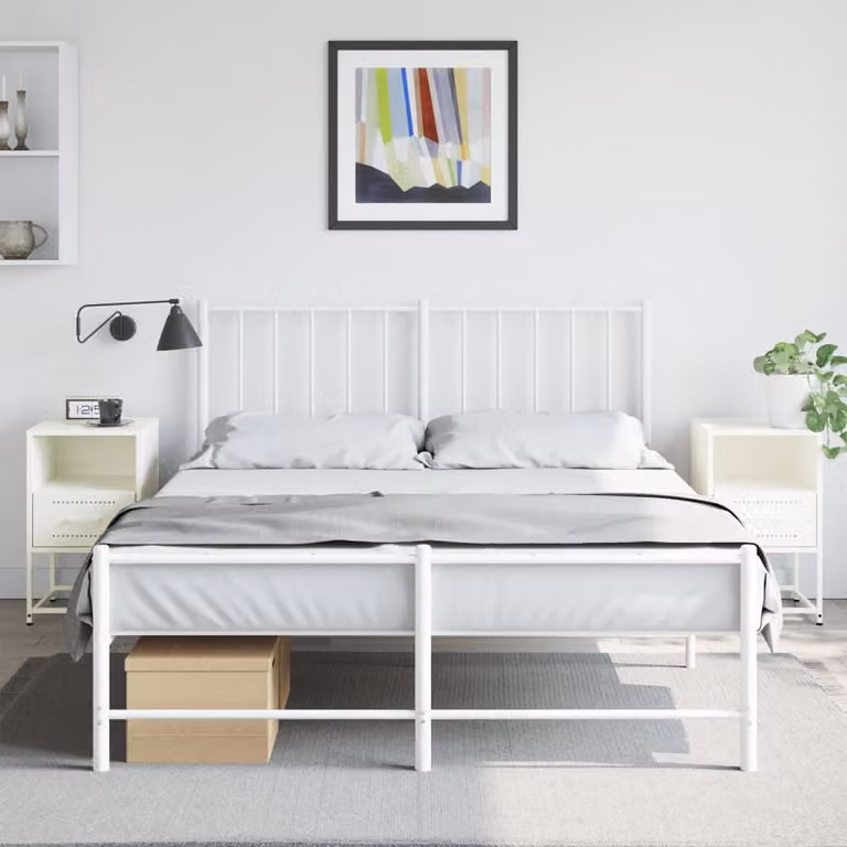 Set di 2 comodini vidaXL bianchi in metallo con design industriale da appendere al muro L/P/H: 36 x 39 x 60,5 cm