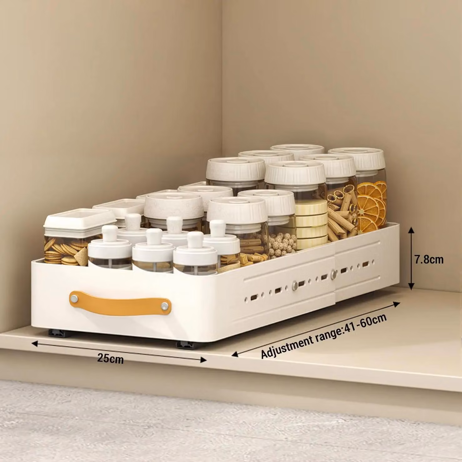 Organizzazione della cucina - Ripiano estraibile per armadi con cassetti - Regolabile - 25 cm