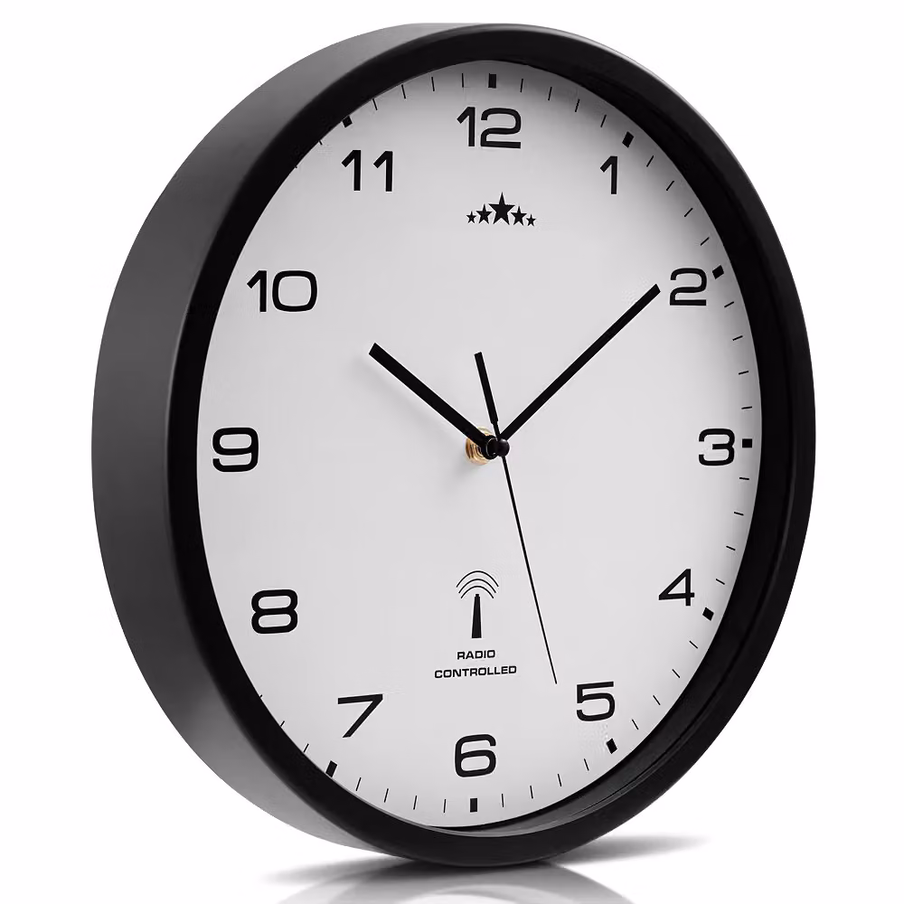 Orologio da parete analogico radio controllato Monzana bianco e nero Ø 31 cm – 3