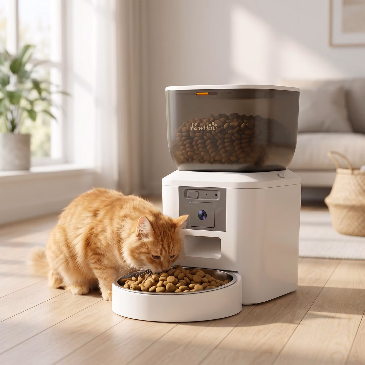 Distributore Automatico di Cibo PawHut per Gatti e Cani con WiFi 2,4G, Controllo tramite App e Telecamera, Capacità 4L, Bianco – 2