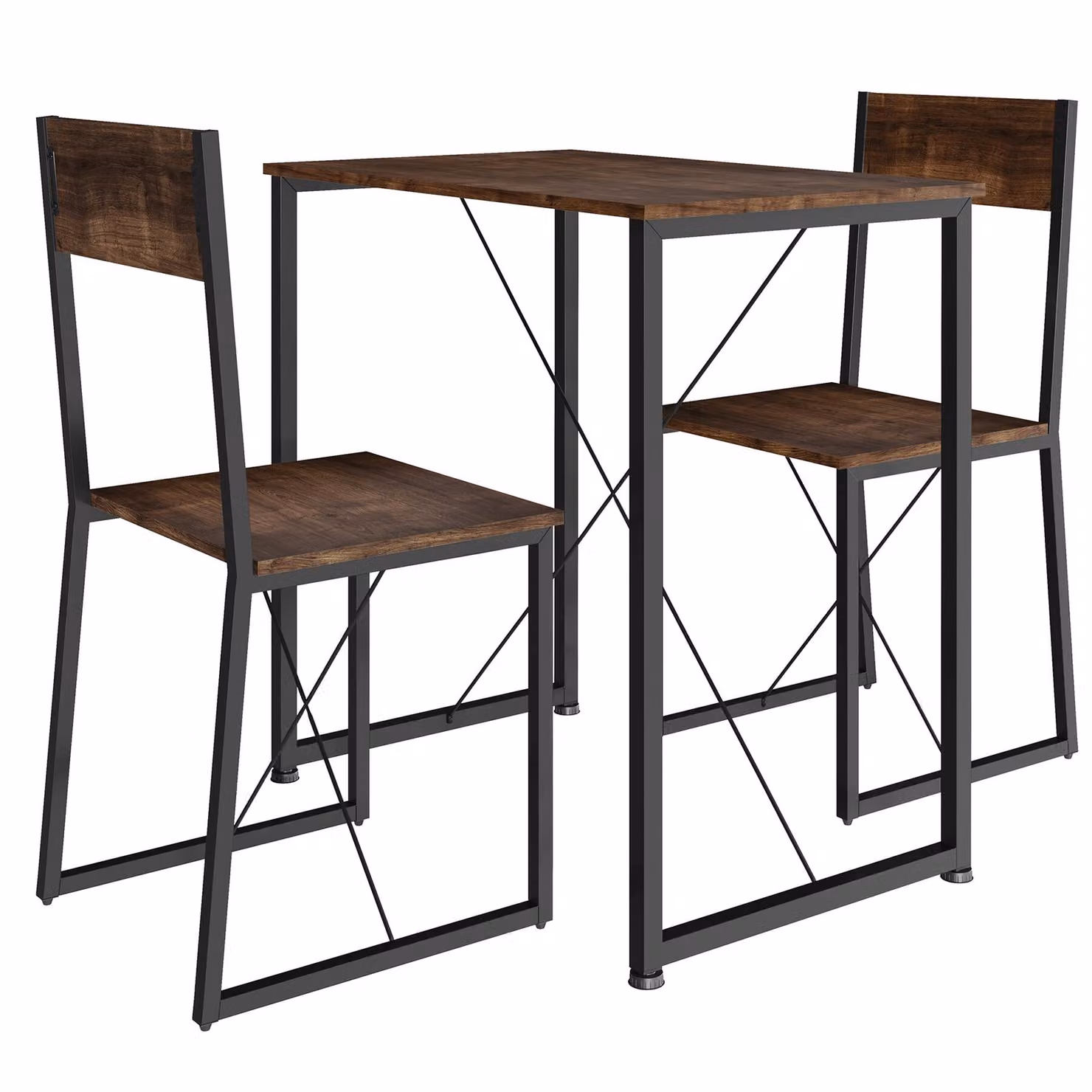Set di tavolo e sedie TecTake GmbH in stile industriale, colore nero e marrone, con piano rettangolare in MDF laminato e struttura regolabile in altezza – 4
