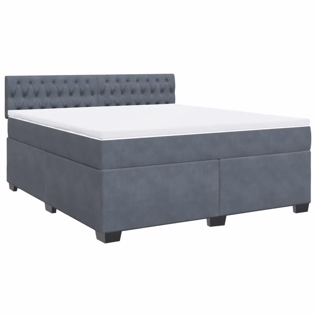 Letto Ibrido con Giroletto a Molle e Materasso vidaXL in Velluto Grigio e Bianco, Struttura in Legno di Pino L/P: 180 x 200 cm – 2