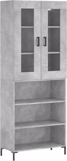 Credenza | Madia | Buffet da pranzo | Armadio da pranzo Grigio Cemento 69,5x34x180 cm in Legno Multistrato