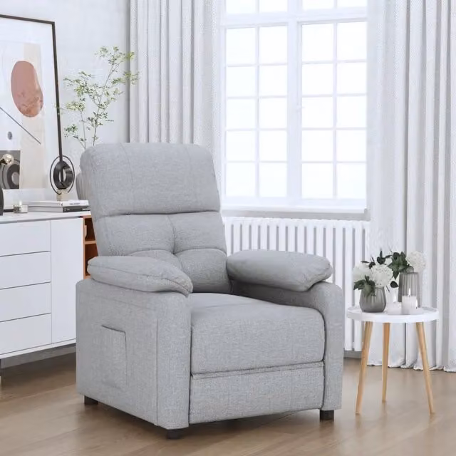Poltrona Reclinabile Relax vidaXL in Tessuto Grigio con Braccioli e Regolazione Manuale