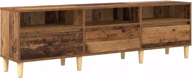 Mobile porta TV rustico HELLOSHOP26 in legno composito marrone con ripiani L 150 x P 30 x H 45 cm