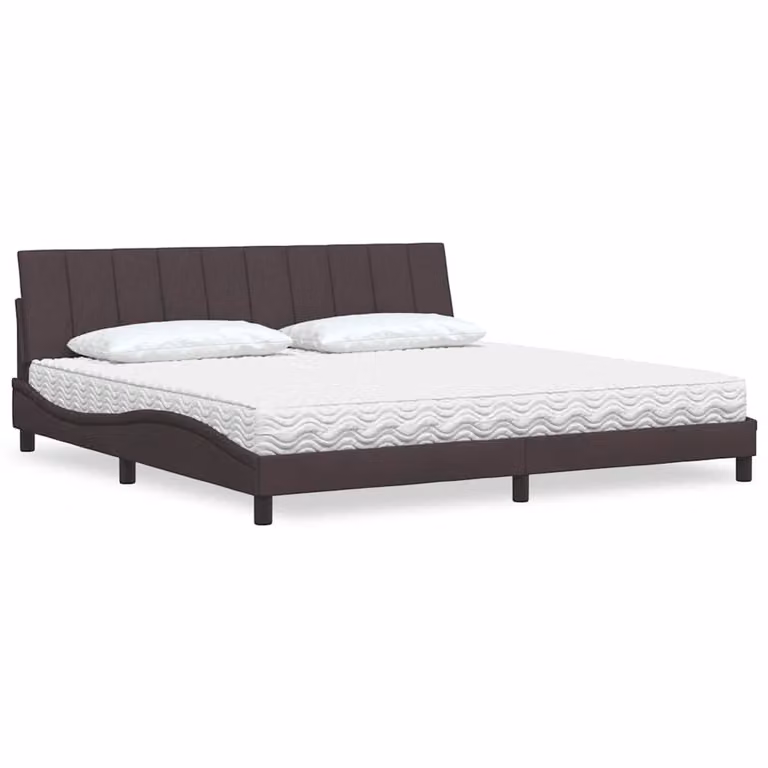 Letto con Materasso Hanko vidaXL in Tessuto Marrone e Bianco L/P/H: 200 x 200 x 74,5 cm