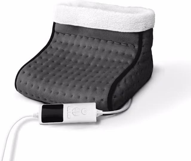 Scaldapiedi Termico Elettrico Wintem Cozy in Morbido Tessuto Grigio con 3 Livelli di Calore e Timer 90 Min per Adulti