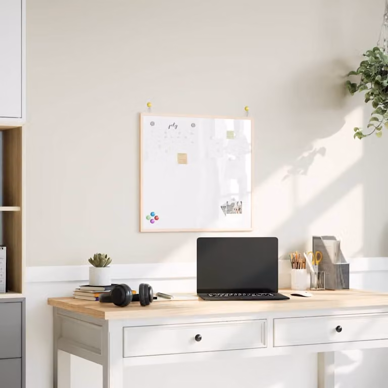 Lavagna magnetica bianca con cornice in legno di pino massiccio vidaXL L: 60 cm, H: 55 cm