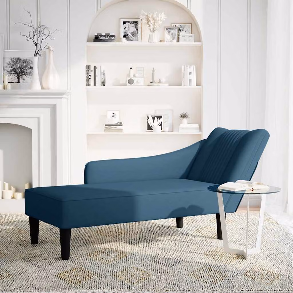 vidaXL Sdraio con Bracciolo Destro in Velluto Blu