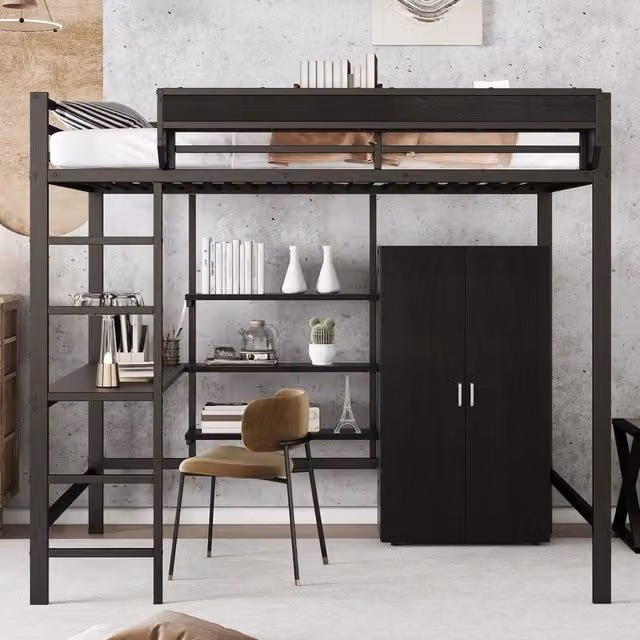 letto a castello mdf metallo nero 140x200 cm