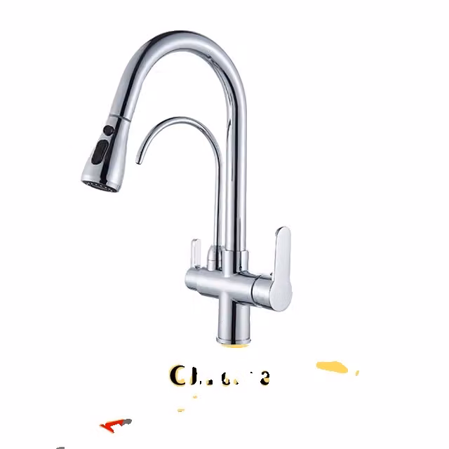 Rubinetto da cucina, acqua depurata, doppia maniglia, cromo A