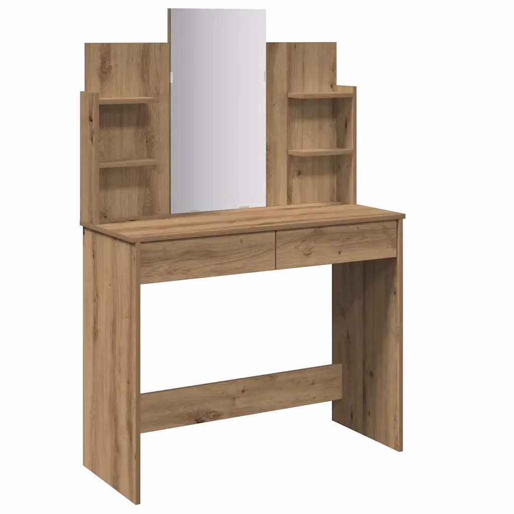 Toeletta con specchio e tavolo da vanità Design Mania in rovere color marrone L: 96 cm, P: 39 cm, H: 142 cm – 2