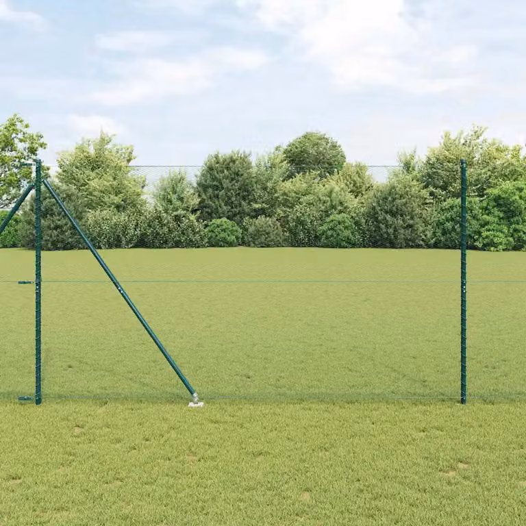 Recinzione esagonale con pali vidaXL in acciaio rivestito in PVC, Verde, L: 25 m, H: 1,6 m