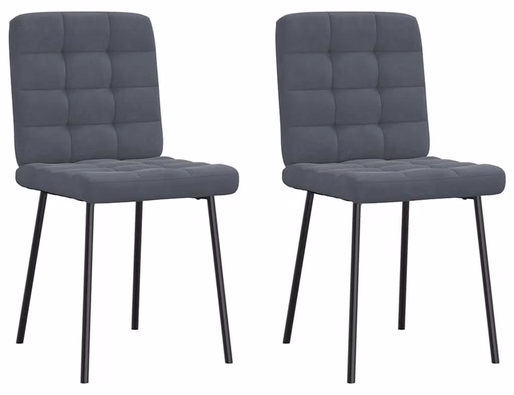 Set di 2 sedie da pranzo in velluto grigio scuro