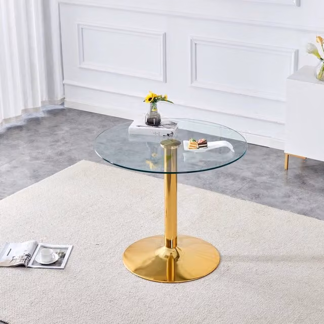 Tavolo da Pranzo Rotondo in Vetro Temperato ¨C Xylo ¨C Piano Vetro, ?85x76 cm