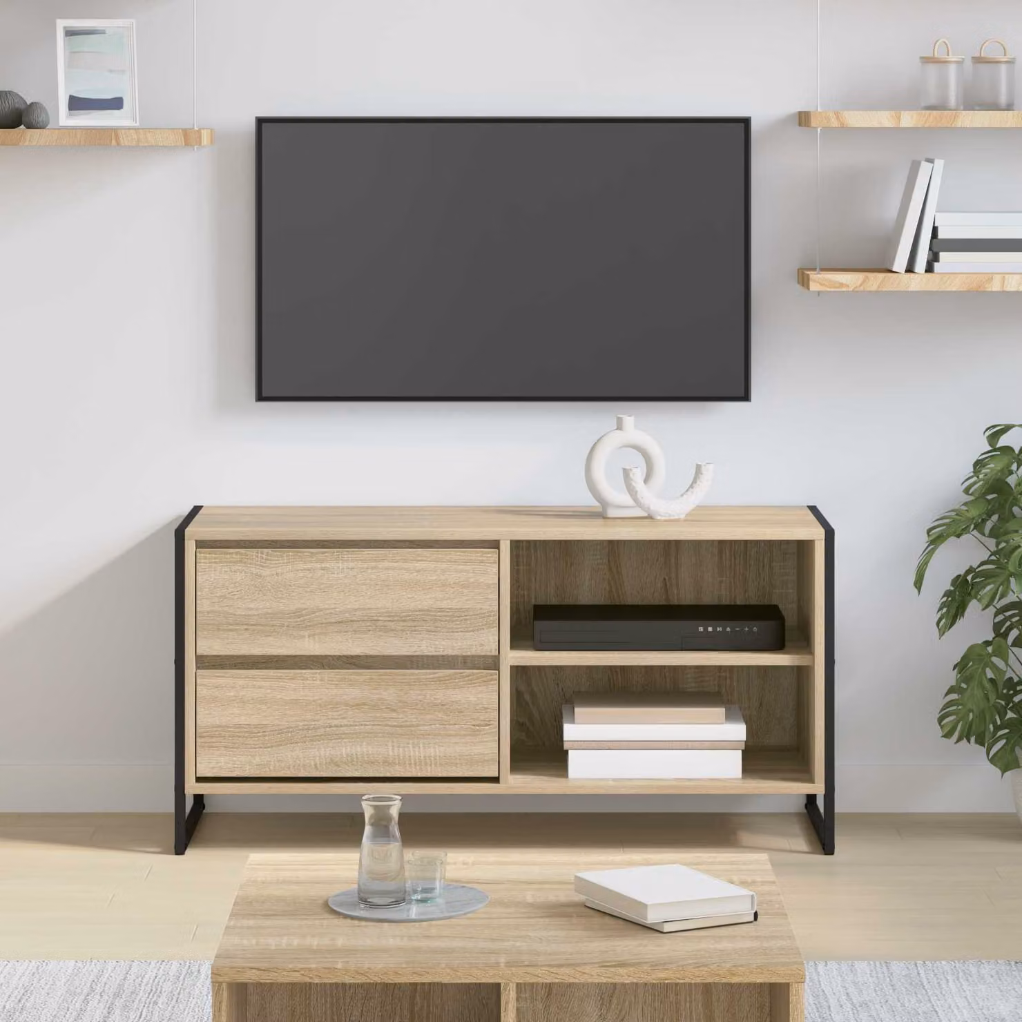Mobile TV vidaXL in Rovere Sonoma e Legno Ingegnerizzato, L 100 x P 36 x H 49,5 cm