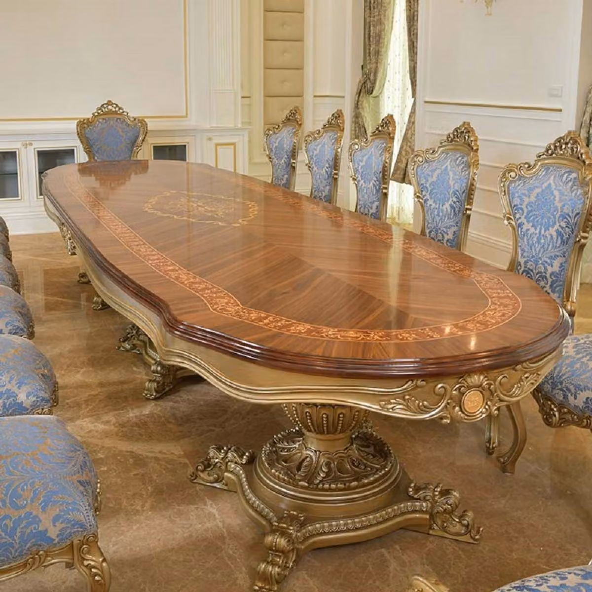 Casa Padrino tavolo da pranzo barocco intarsiato marrone/oro 420 cm - Mobili barocchi -  Italy