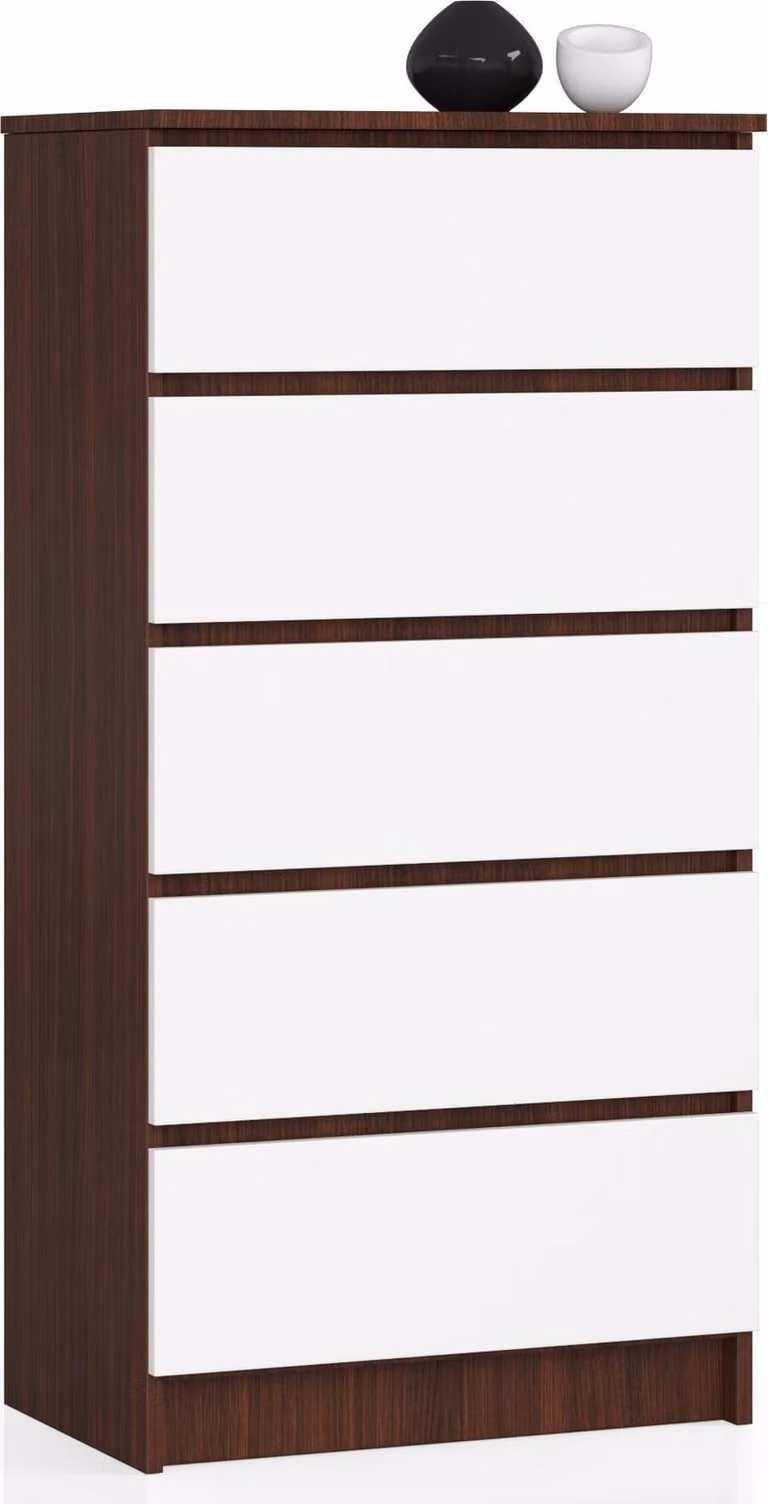 Akord Credenza 5 Cassetti Wenge/Bianco 60X40X121 Cm