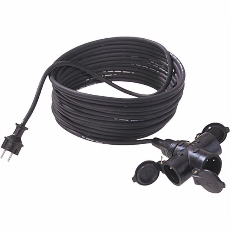 BACHMANN Prolunga 3G1,5mm², 3x, H07RN-F gomma/neoprene tripla, nero, 25 m