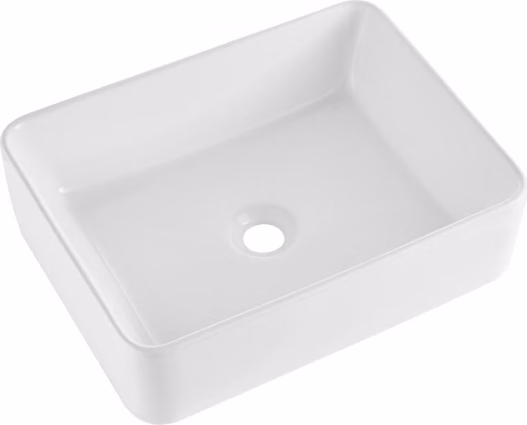 Lavabo moderno in Vetroceramica - Lavabo da bagno bianco - 482x373x135mm - Sanitari in Vetroceramica di alta qualità - Design elegante - Facile manutenzione