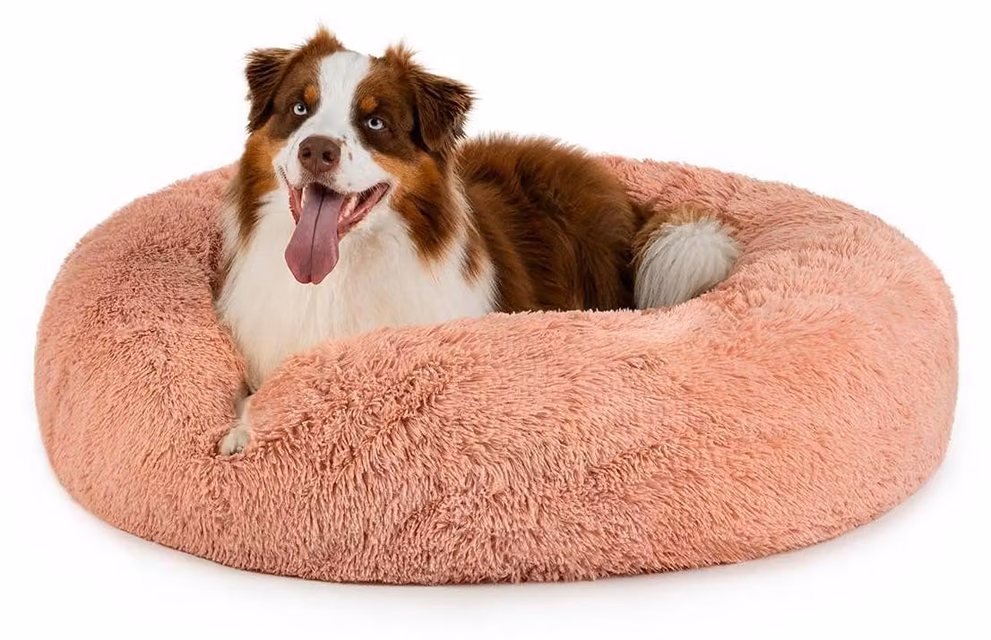 Cuccia a forma di ciambella per cani, diametro 100 cm, in peluche, color rosa, per animali domestici