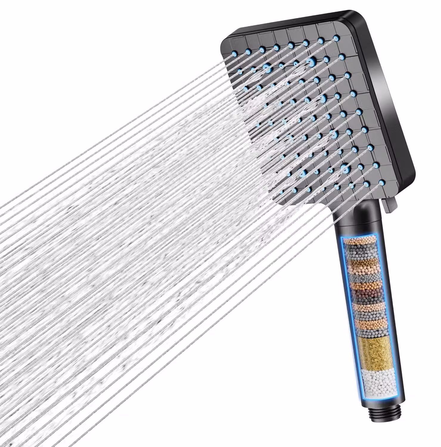 Solidchoice - Doccia con tubo flessibile e filtro a 20 strati, alta pressione, colore nero
