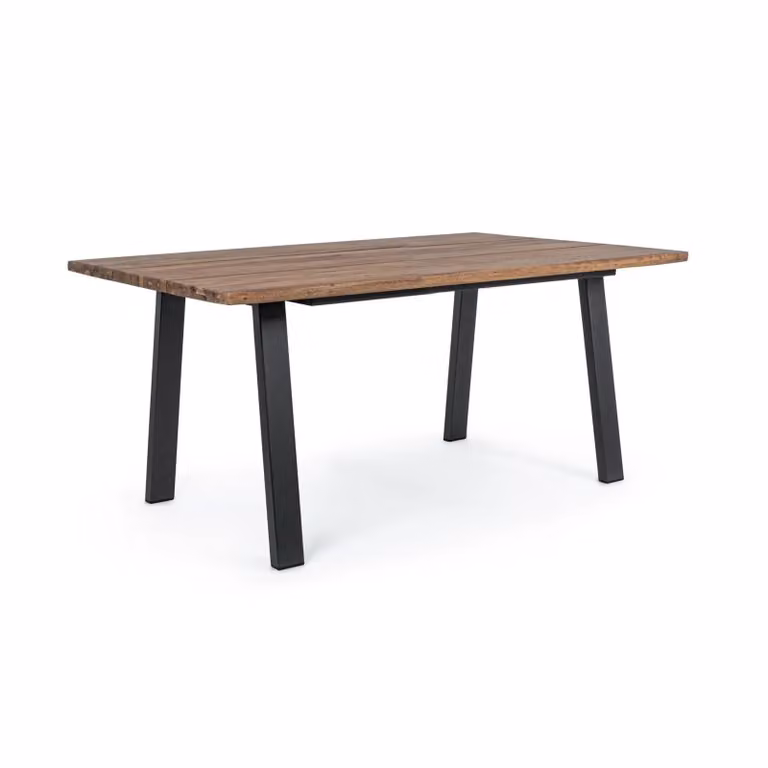Tavolo rettangolare FERRERIES in legno di acacia e acciaio antracite, 160×90 cm