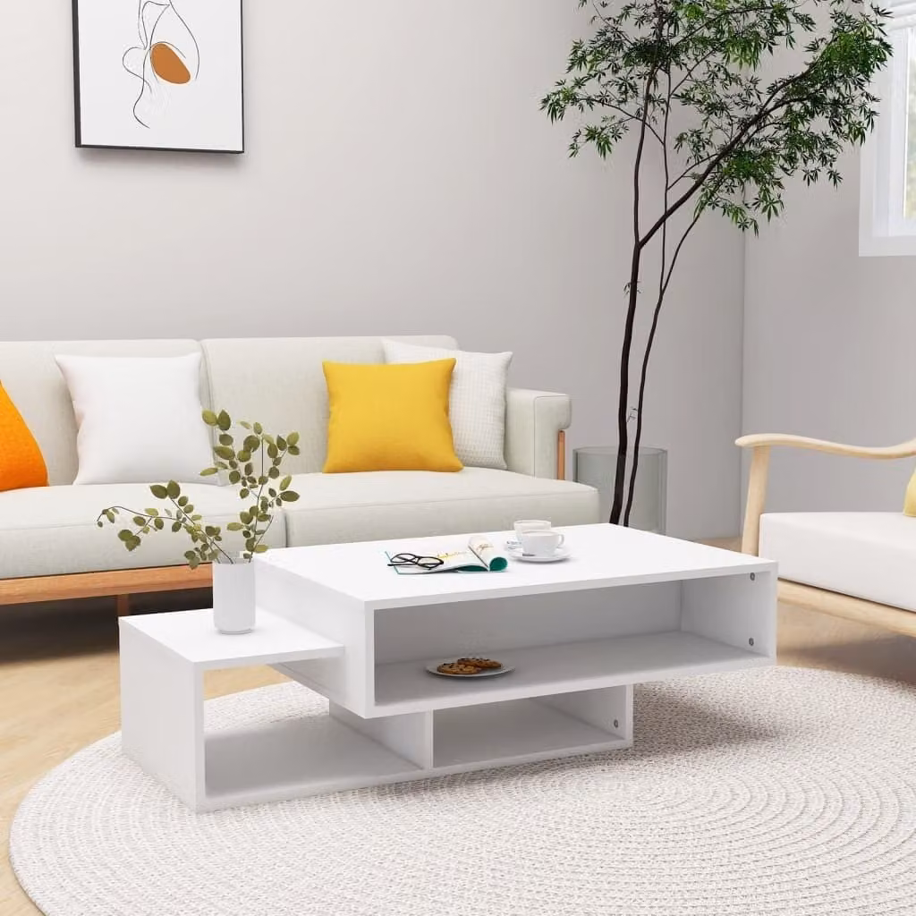 vidaXL Tavolino bianco 105x55x32 cm Materiale a base di legno - Tavolino - Tavoli da caffè - Tavolo da divano - Tavoli da divano
