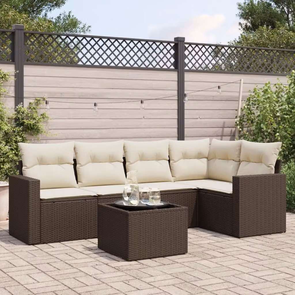 Maison Exclusive - Set Divano da Giardino 6 pz con Cuscini Marrone in Polyrattan