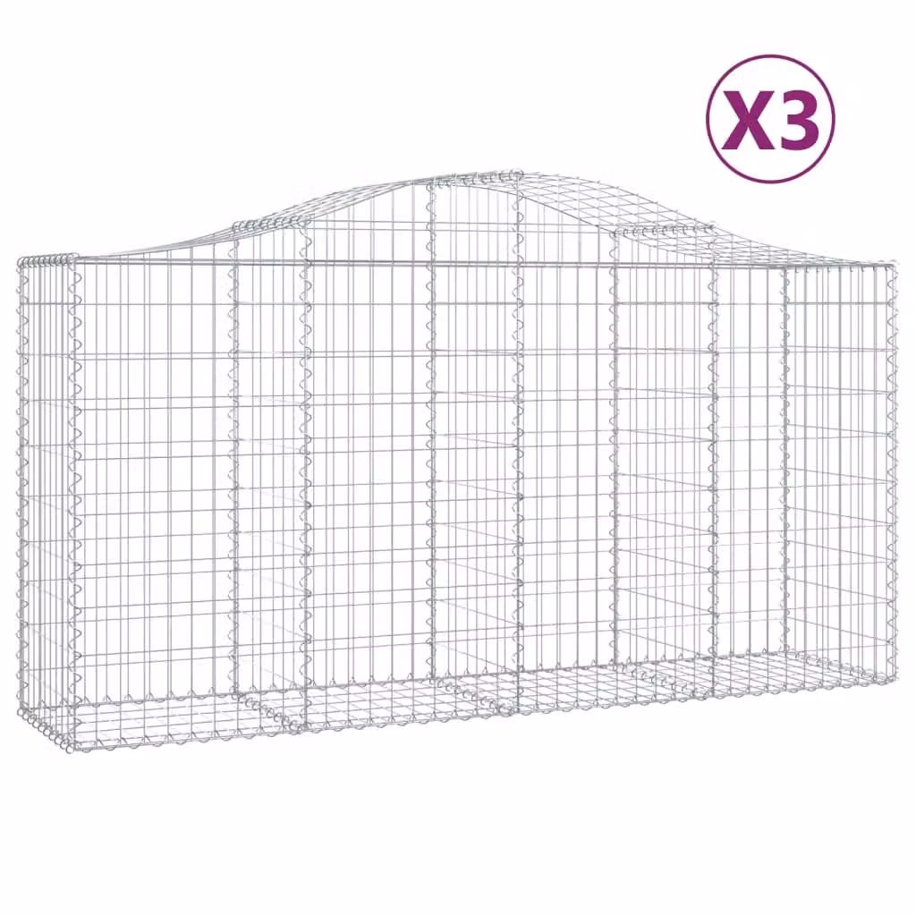 Cesti Gabbioni ad Arco 3 pz 200x50x100/120 cm Ferro Zincato