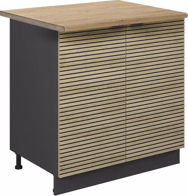 Mobiletto base cucina Fame-Line Pannello in quercia/Antracite 80 cm piano di lavoro Rovere dorato Vicco
