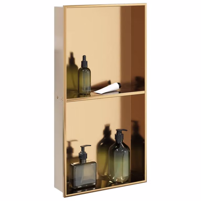 Nicchia per doccia incassata vidaXL in acciaio inox oro spazzolato L: 62 cm, P: 32 cm, H: 9 cm