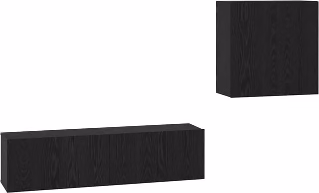 Set mobile TV Montaggio a Parete | Armadietto TV | Mobile Porta TV Rovere Nero Legno multistrato
