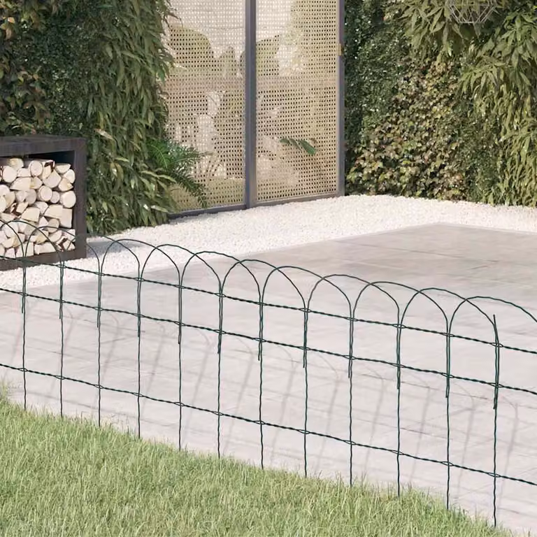 Recinzione per giardino vidaXL in metallo verniciato a polvere verde, L: 10 m, H: 0,4 m