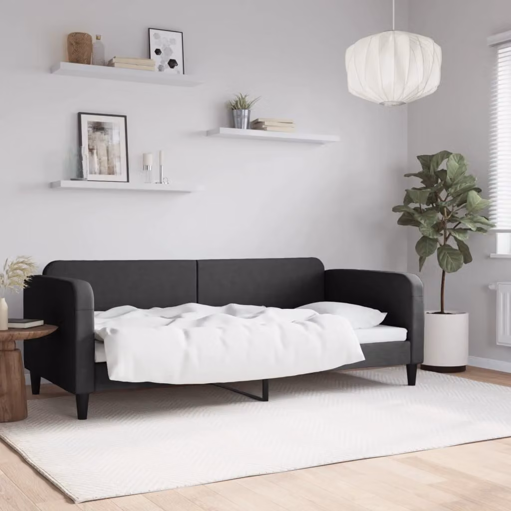 Letto da giorno vidaXL in tessuto nero per adulti L/P: 200 x 90 cm