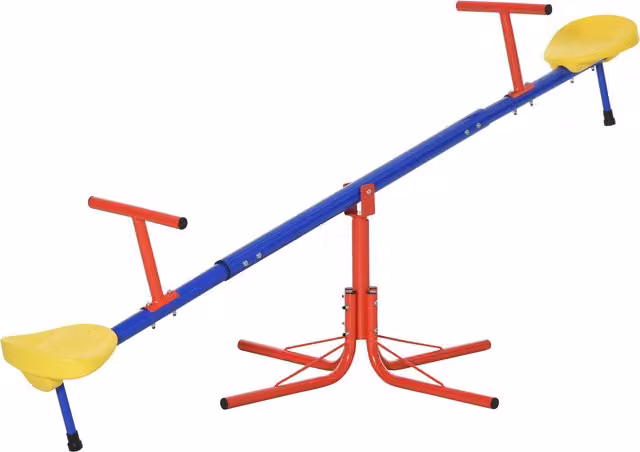 Altalena Doppia per Bambini a Bilico Girevole 360 Outsunny in Metallo e PP Multicolore H: 182 cm, L: 77 cm, P: 43 cm
