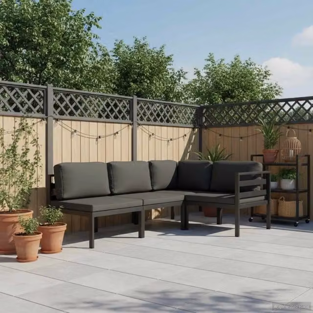 Set Divani da Giardino 4 pz con Cuscini in Alluminio Antracite 49231