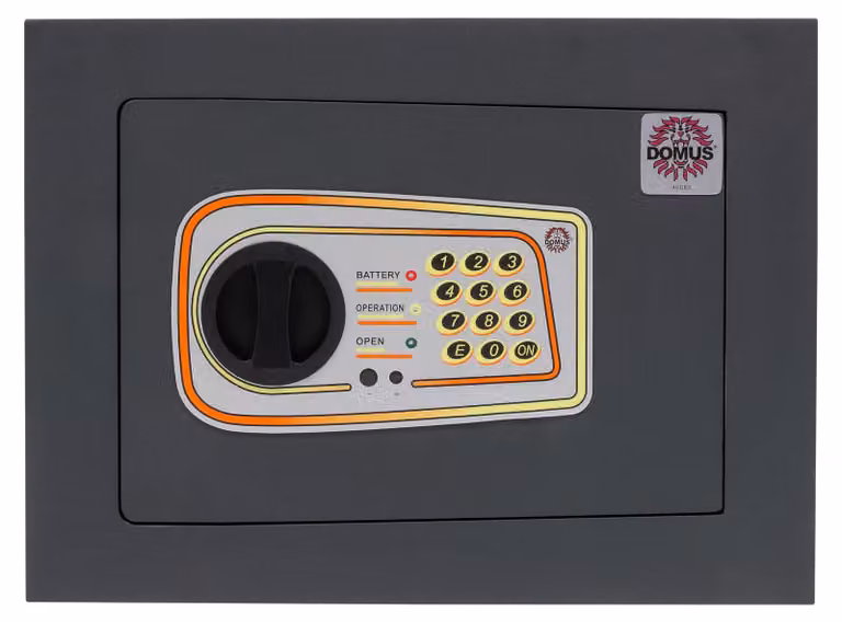 Cassaforte da parete, chiusura elettronica, capacità 13 litri, acciaio legato, colore grigio