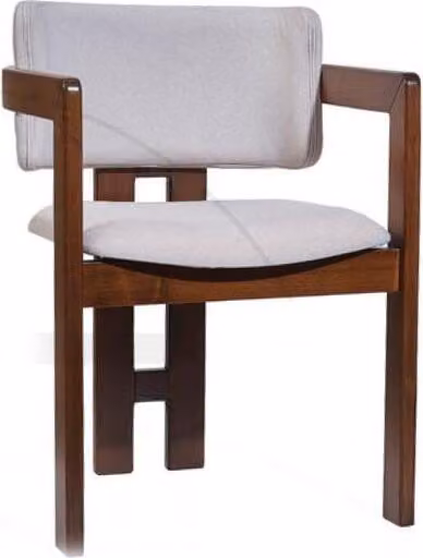 Weiß-Brauner Esszimmerstuhl Designer Polsterstuhl Moderner Einsitzer