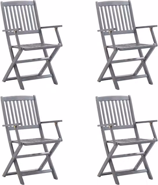 Set di 4 sedie pieghevoli vidaXL in legno di acacia con cuscini grigio antracite