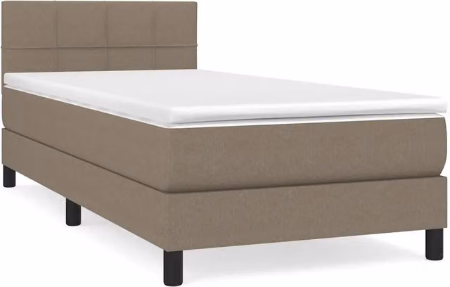 Letto singolo | Letto per adulti | Giroletto a Molle con Materasso Tortora 90x190 cm in Tessuto