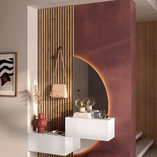 Narbolia, Mobile da Ingresso Paia Made in Italy, 140x30x236h cm Bianco Lucido