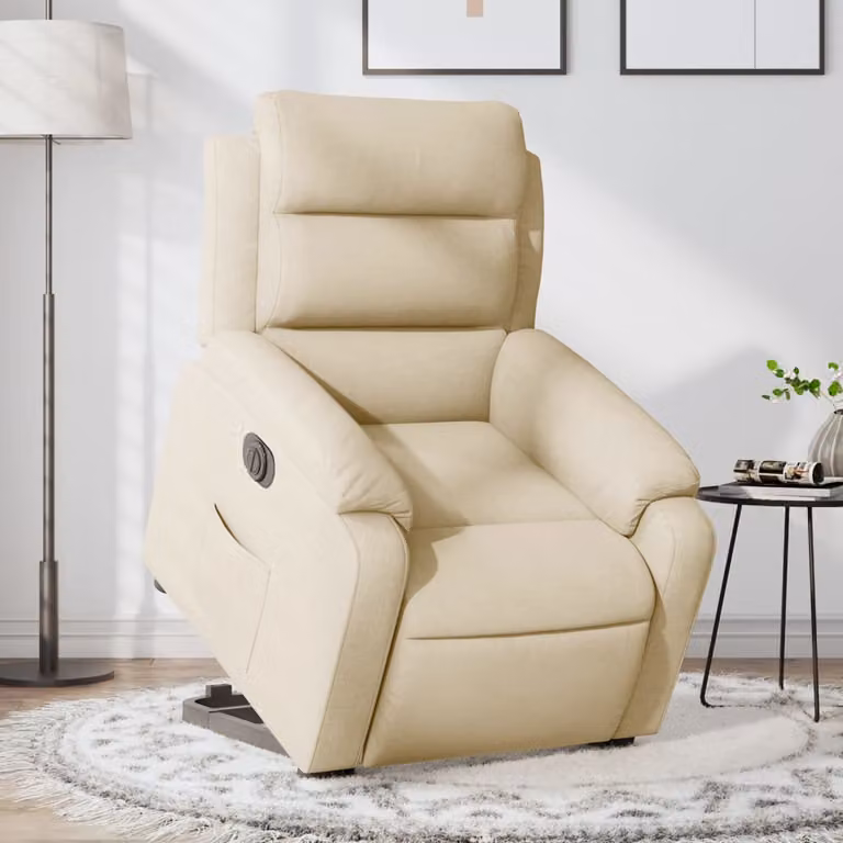 vidaXL Poltrona Alzapersona Reclinabile Elettrica Beige in Tessuto