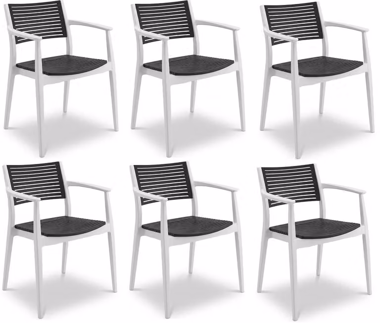 Sedia in plastica, 6 pezzi, design moderno, seduta e schienale traforati, disponibile in diverse colorazioni